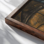 Ontwerp voor raam in het Noordertransept in de Dom te Utrecht 7 ca. 1878 1938 Richard Nicolaus Roland Holst close up dark wood mockup