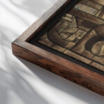 Ontwerp voor raam in het Stadhuis in Amsterdam 3 1930 Richard Nicolaus Roland Holst close up dark wood mockup