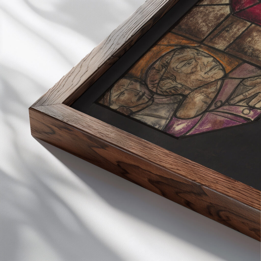 Ontwerp voor raam in het Stadhuis in Amsterdam 4 1930 Richard Nicolaus Roland Holst close up dark wood mockup
