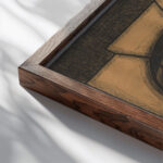 Ontwerp voor raam in het Zuidertransept van de Dom te Utrecht 4 1850 2000 Richard Nicolaus Roland Holst close up dark wood mockup