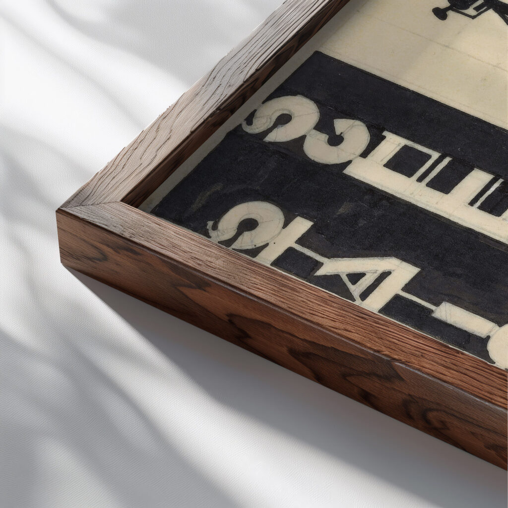 Ontwerp voor reclame voor Avance Stationnaire Scheepsmotoren 1906 Reijer Stolk close up dark wood mockup