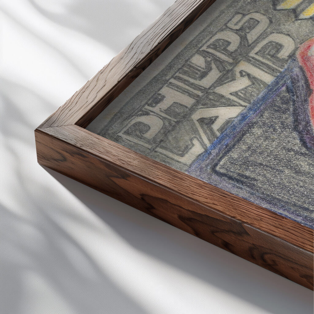 Ontwerp voor reclame voor Philips Lamp 1906 Reijer Stolk close up dark wood mockup