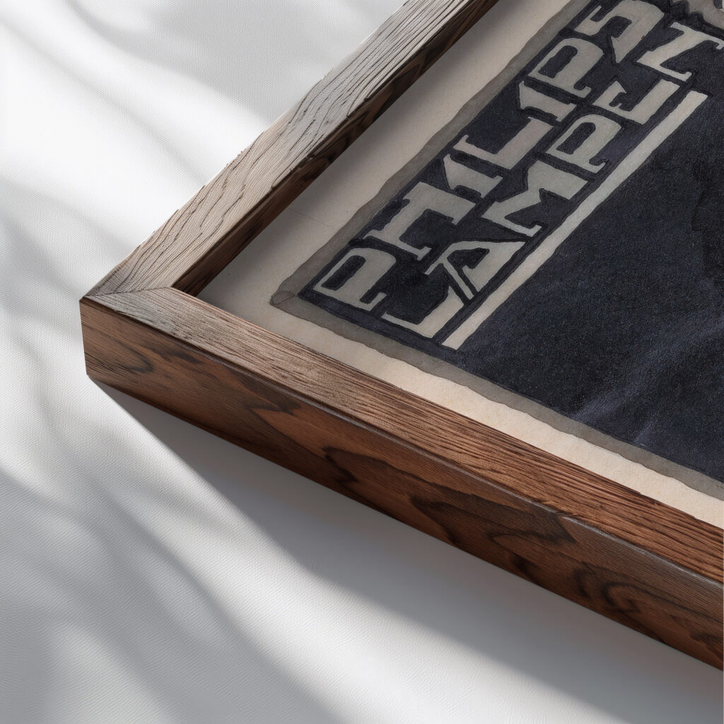 Ontwerp voor reclame voor Philips Lampen 1906 Reijer Stolk close up dark wood mockup