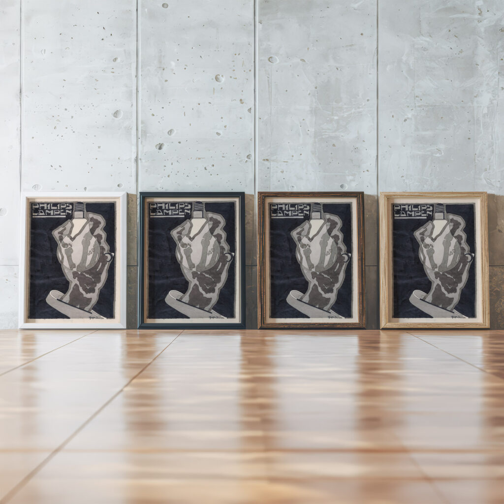 Ontwerp voor reclame voor Philips Lampen 1906 Reijer Stolk framed posters mockup