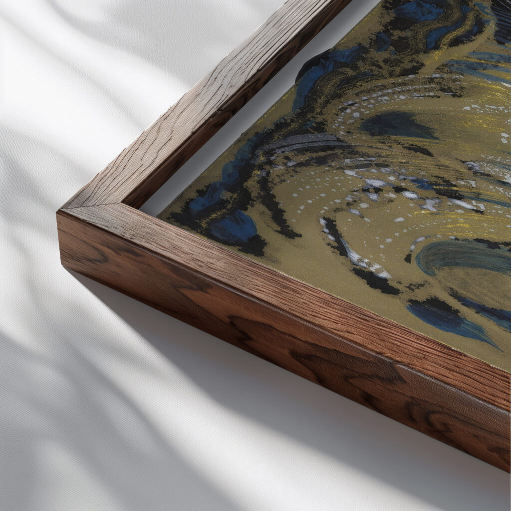 Ontwerp voor vignet van de Koninklijke Paketvaart Maatschappij 1874 Carel Adolph Lion Cachet 1 close up dark wood mockup