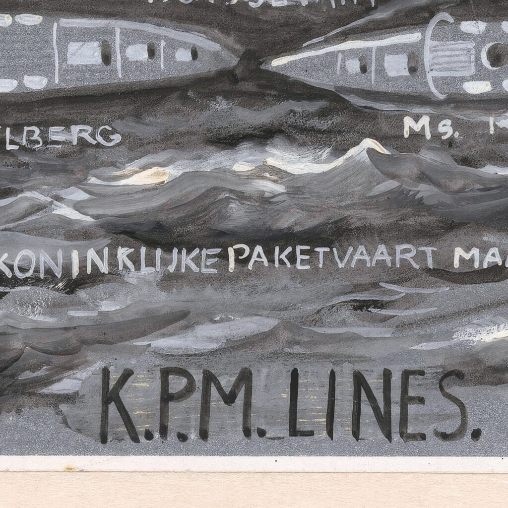 Ontwerp voor vignet van de Koninklijke Paketvaart Maatschappij K.P.M. Lines 1874 Carel Adolph Lion Cachet 8 mockup