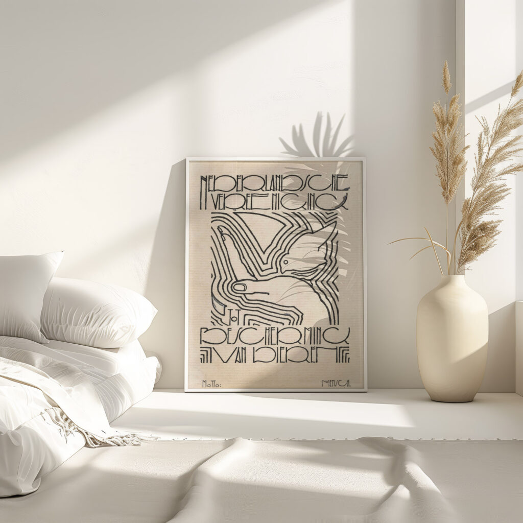 Ontwerp voor vignet voor Nederlandsche Vereeniging tot Bescherming van Dieren 1906 Reijer Stolk 1 4 mockup