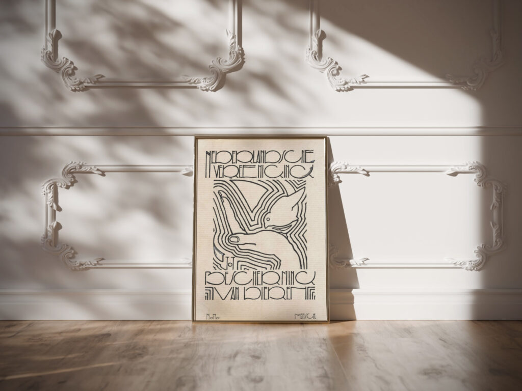 Ontwerp voor vignet voor Nederlandsche Vereeniging tot Bescherming van Dieren 1906 Reijer Stolk 1 video mockup