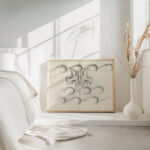 Ontwerpen voor een watermerk van een bankbiljet Twee duiven vliegend boven de golven 1891 Leo Gestel 4 mockup