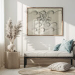 Ontwerpen voor een watermerk van een bankbiljet Twee duiven vliegend boven de golven 1891 Leo Gestel 5 mockup