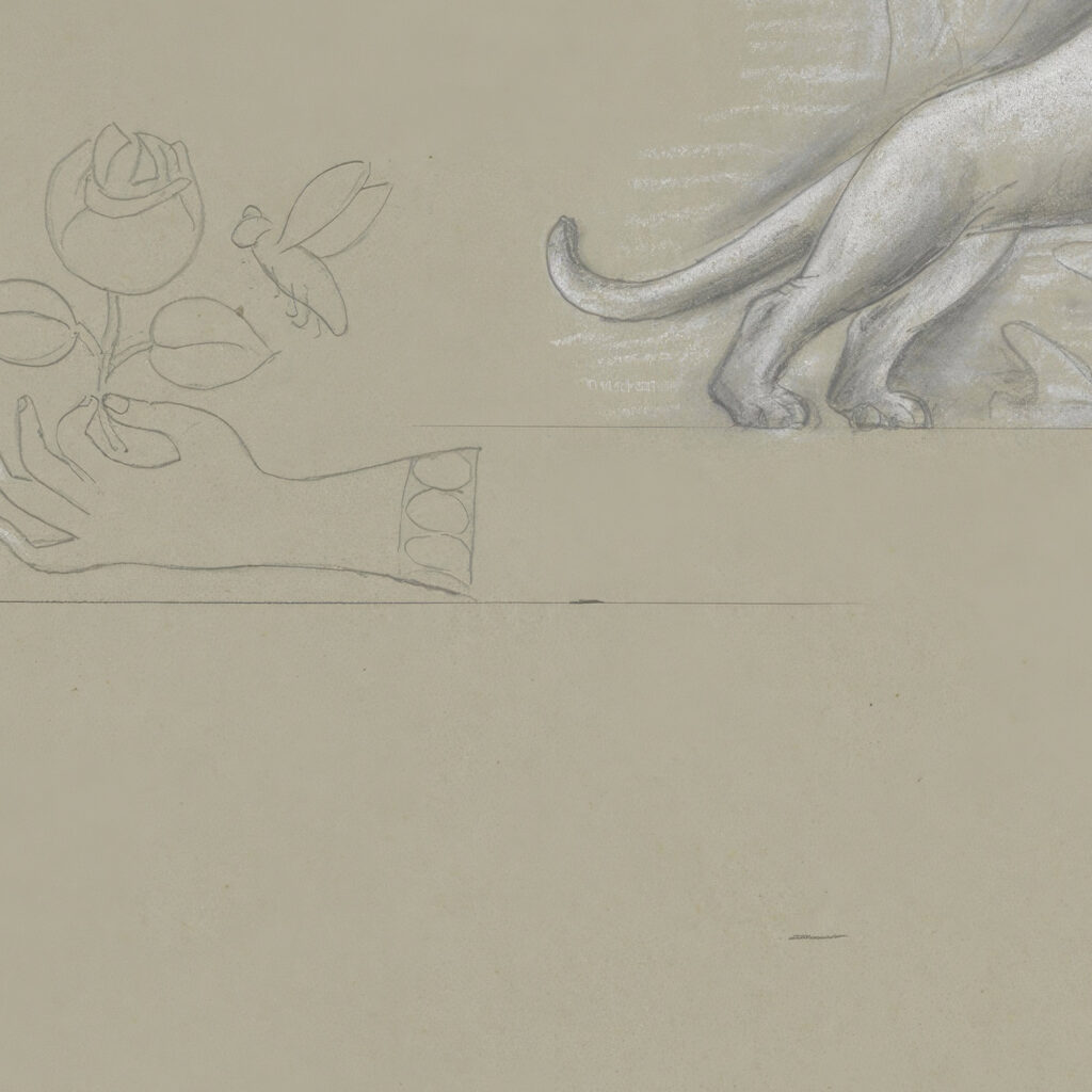 Ontwerpen voor een watermerk van een bankbiljet hand met roos roos panter 1891 Leo Gestel 8 mockup