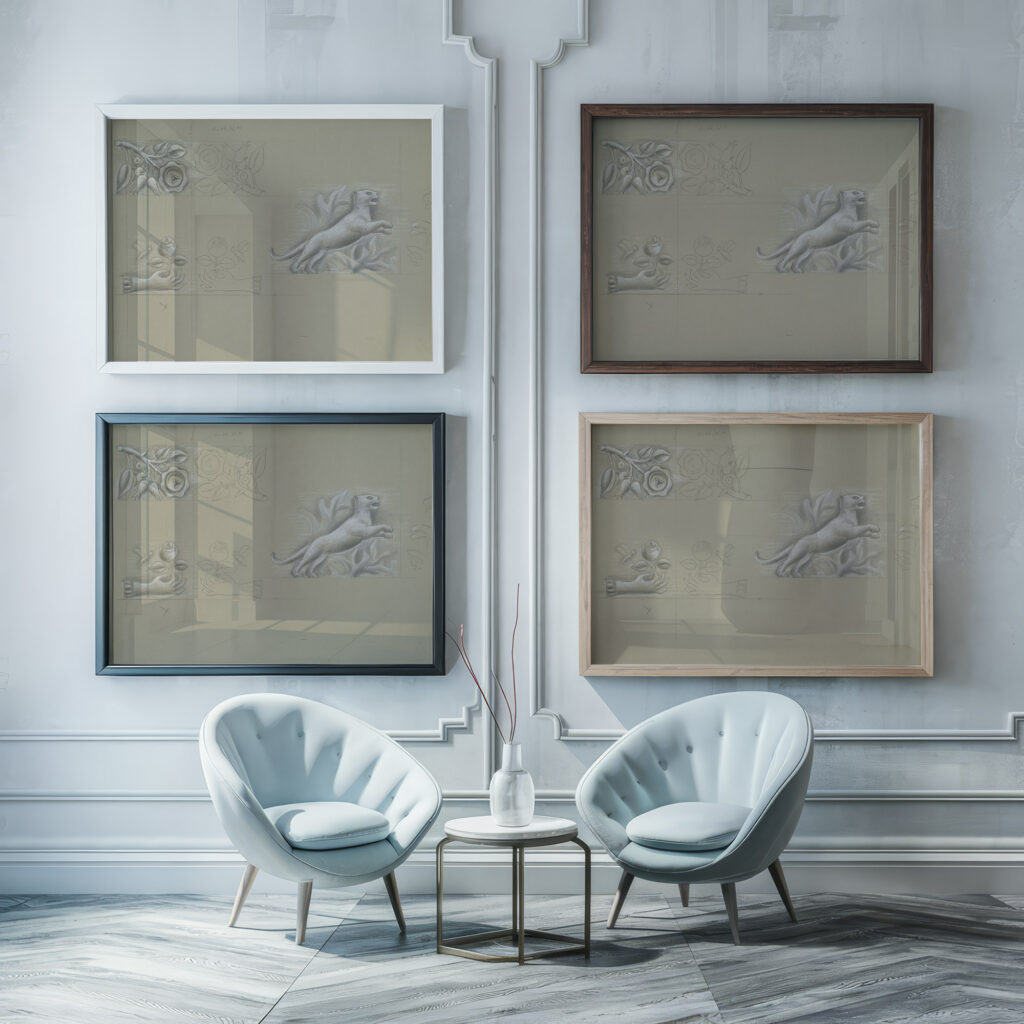 Ontwerpen voor een watermerk van een bankbiljet hand met roos roos panter 1891 Leo Gestel framed posters mockup