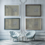 Ontwerpen voor een watermerk van een bankbiljet hand met roos roos panter 1891 Leo Gestel framed posters mockup