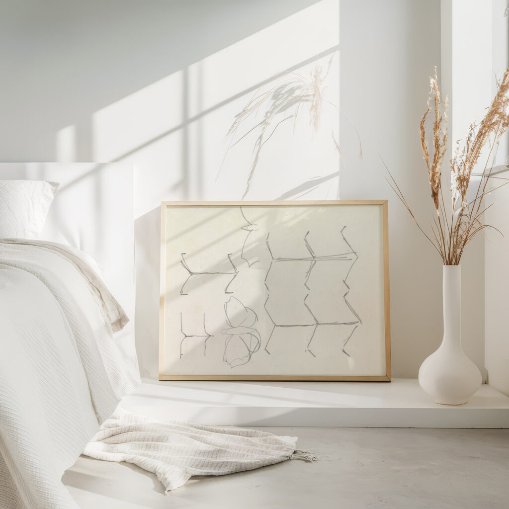 Ontwerpen voor een watermerk van een bankbiljet ornament en vlinder 1891 Leo Gestel 4 mockup