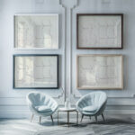 Ontwerpen voor een watermerk van een bankbiljet ornament en vlinder 1891 Leo Gestel framed posters mockup