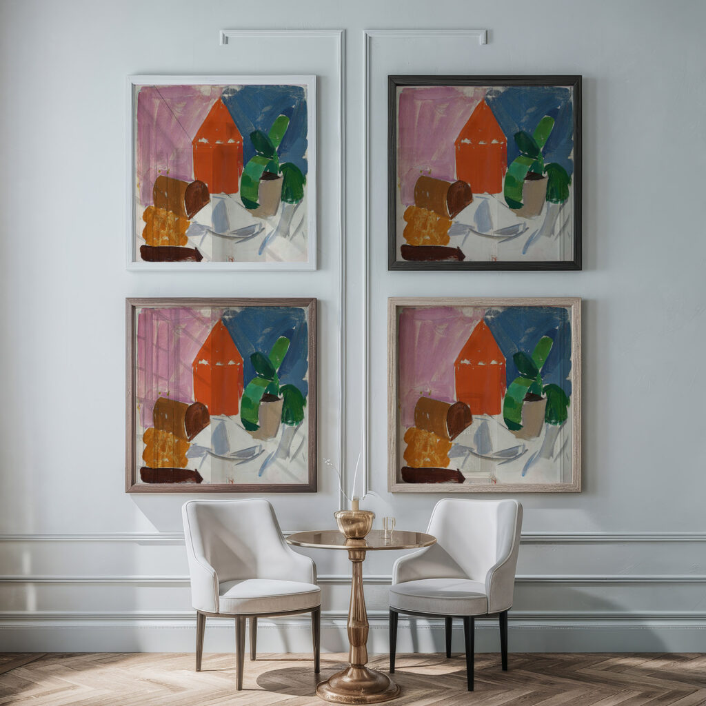 Opstilling med potteplante Edvard Weie framed posters mockup