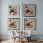 Orange 1923 Wassily Kandinsky framed posters mockup