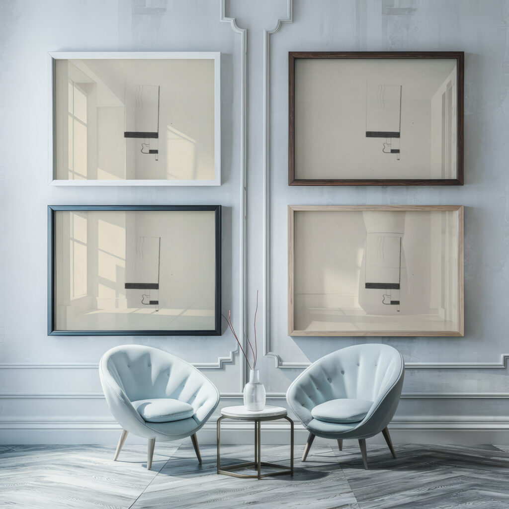 Original drawings 02 early 20th century Viking Eggeling framed posters mockup