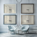 Original drawings 02 early 20th century Viking Eggeling framed posters mockup