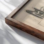 Original drawings and manuscripts by the artist and documentary material 3 early 20th century Viking Eggeling close up dark wood mockup