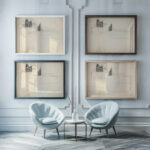 Original drawings and manuscripts by the artist and documentary material 3 early 20th century Viking Eggeling framed posters mockup