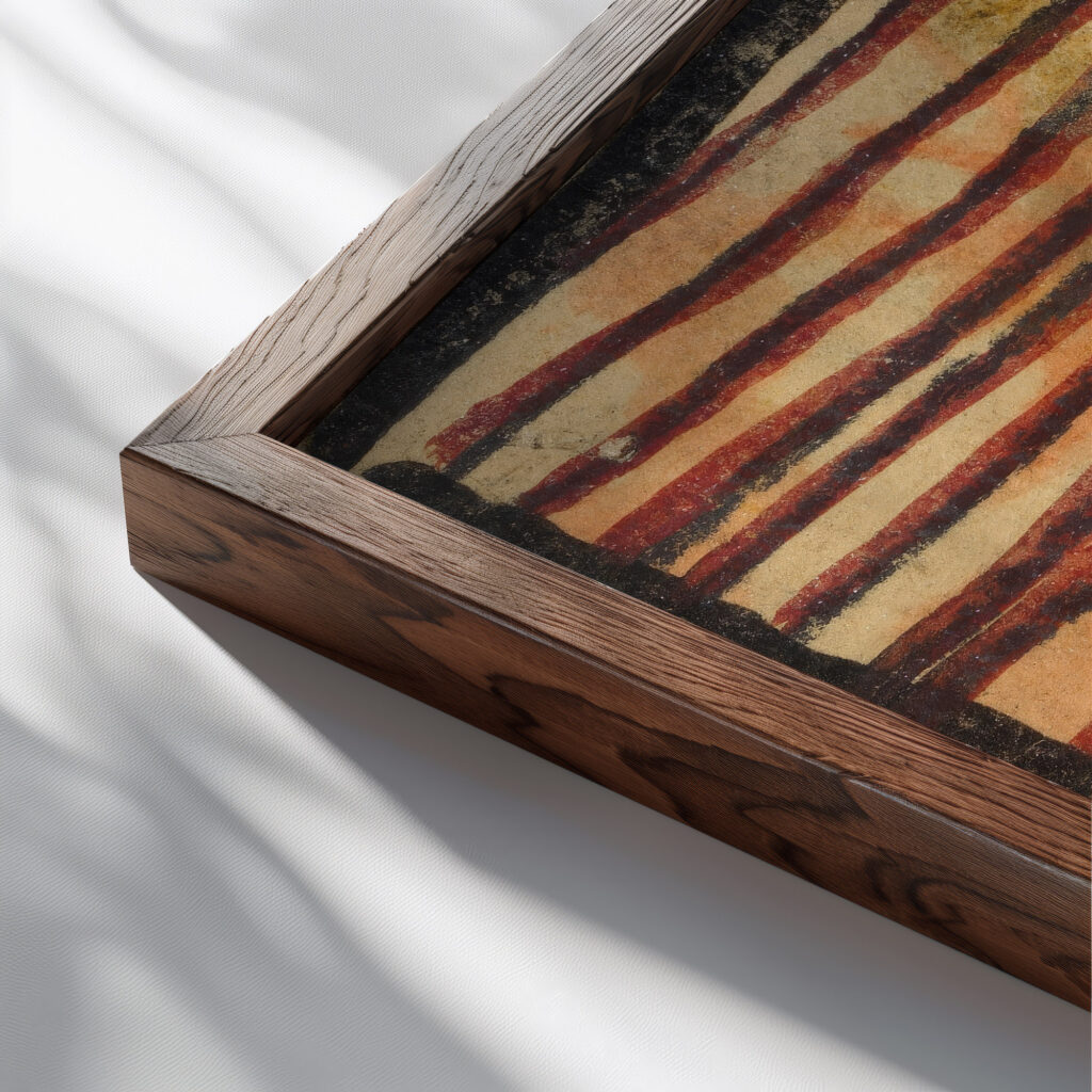 Ornament mit parallelen Linien 1918 Egon Schiele close up dark wood mockup