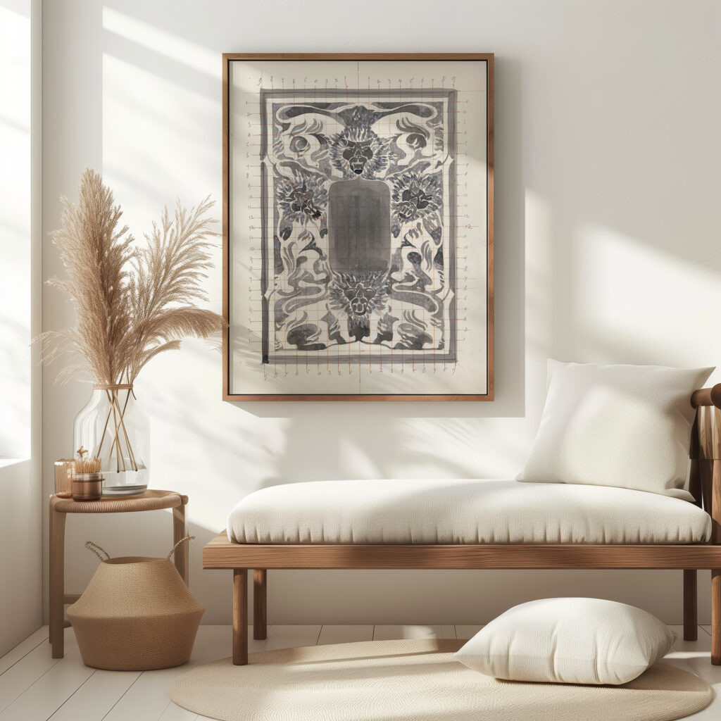 Ornamentaal ontwerp met leeuwen 1874 Carel Adolph Lion Cachet 5 mockup