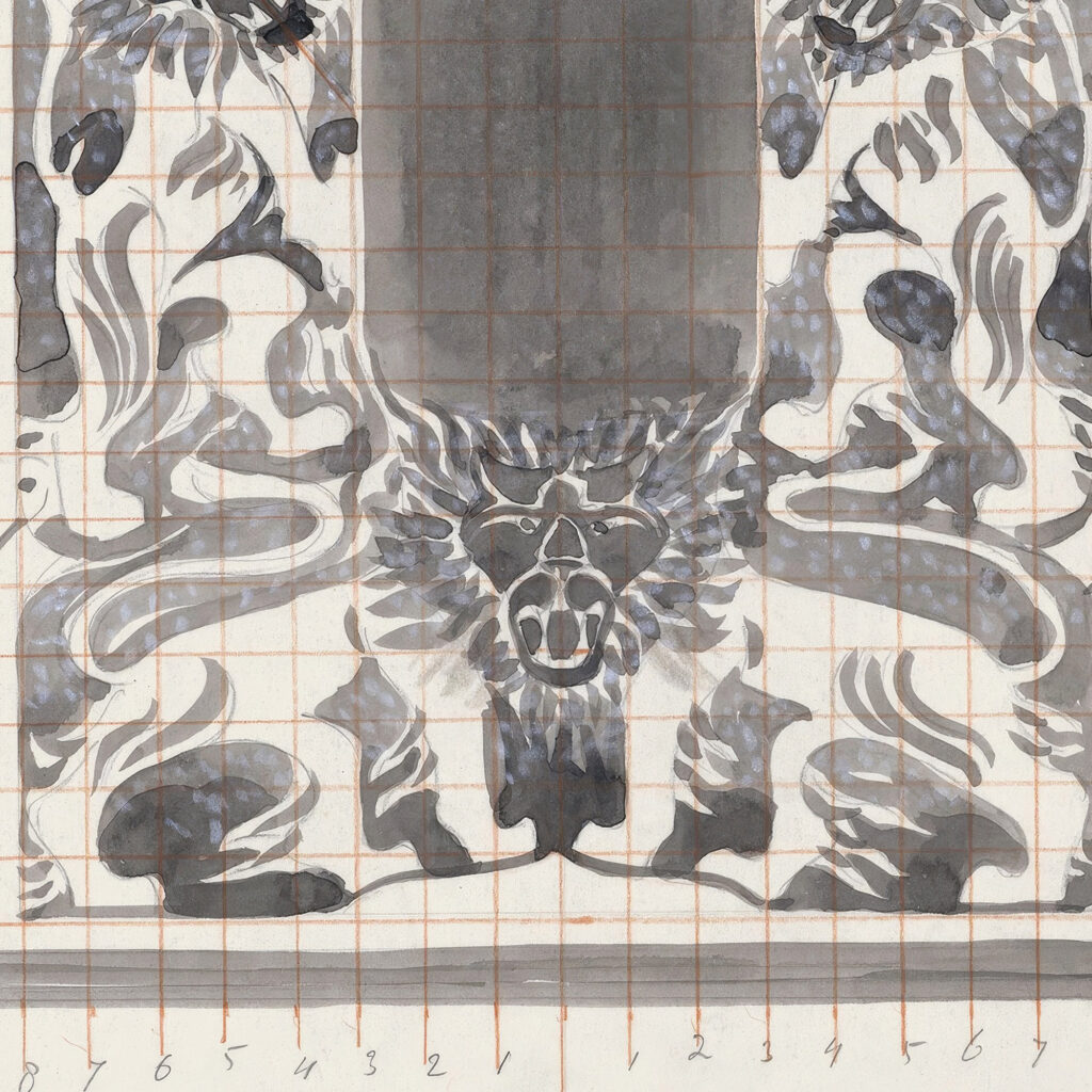 Ornamentaal ontwerp met leeuwen 1874 Carel Adolph Lion Cachet 8 mockup