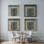 Ornamentaal ontwerp met namen van Van Stolks Commissiehandel 1874 Carel Adolph Lion Cachet framed posters mockup