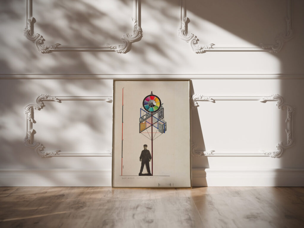 Osnovnoye Design for a stand at the entrance to an exhibition of works by the students of the Basic Course of VKhUTEMAS 1920 Gustav Klutsis video mockup