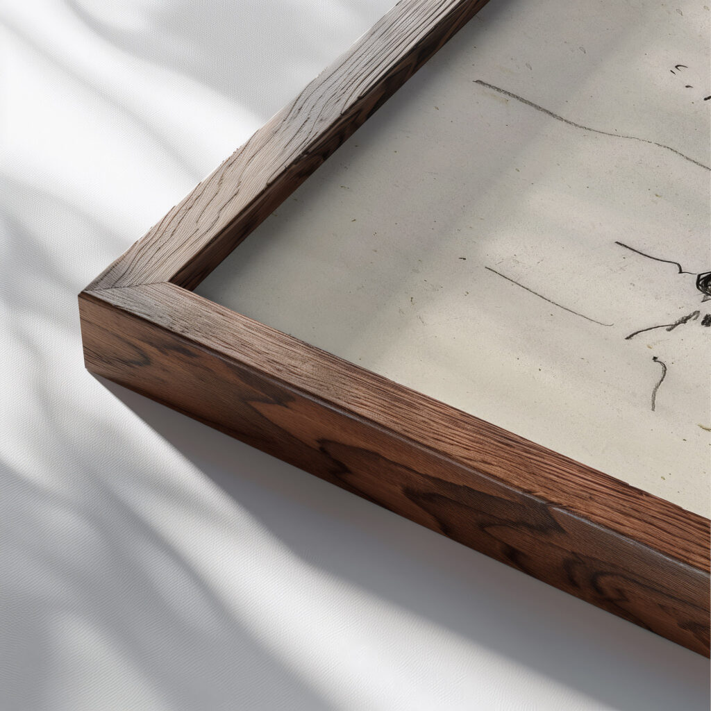 Oudeschans met de Montelbaanstoren gezien vanaf de Kikkerbilsluis c. 1887 c. 1892 Willem Witsen close up dark wood mockup