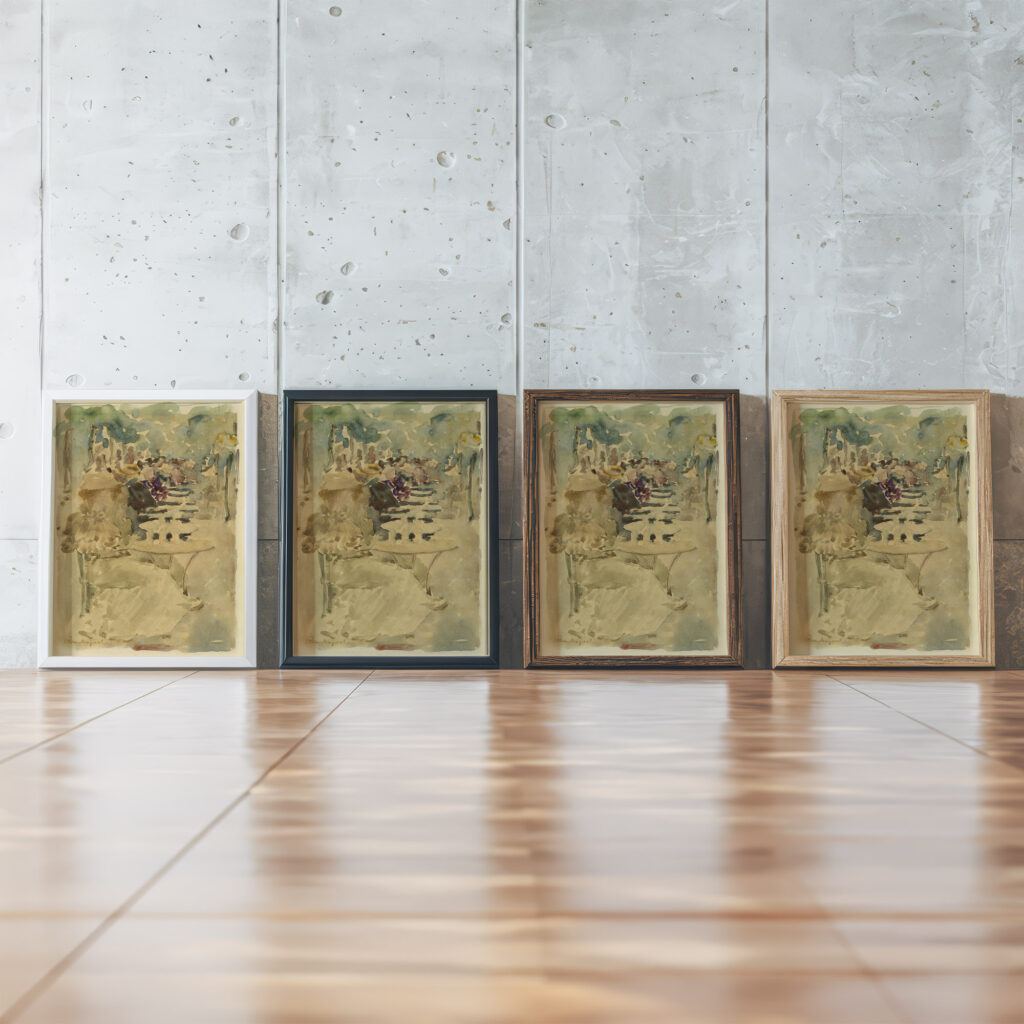 Outdoor Cafe ca. 1892 Maurice Prendergast framed posters mockup