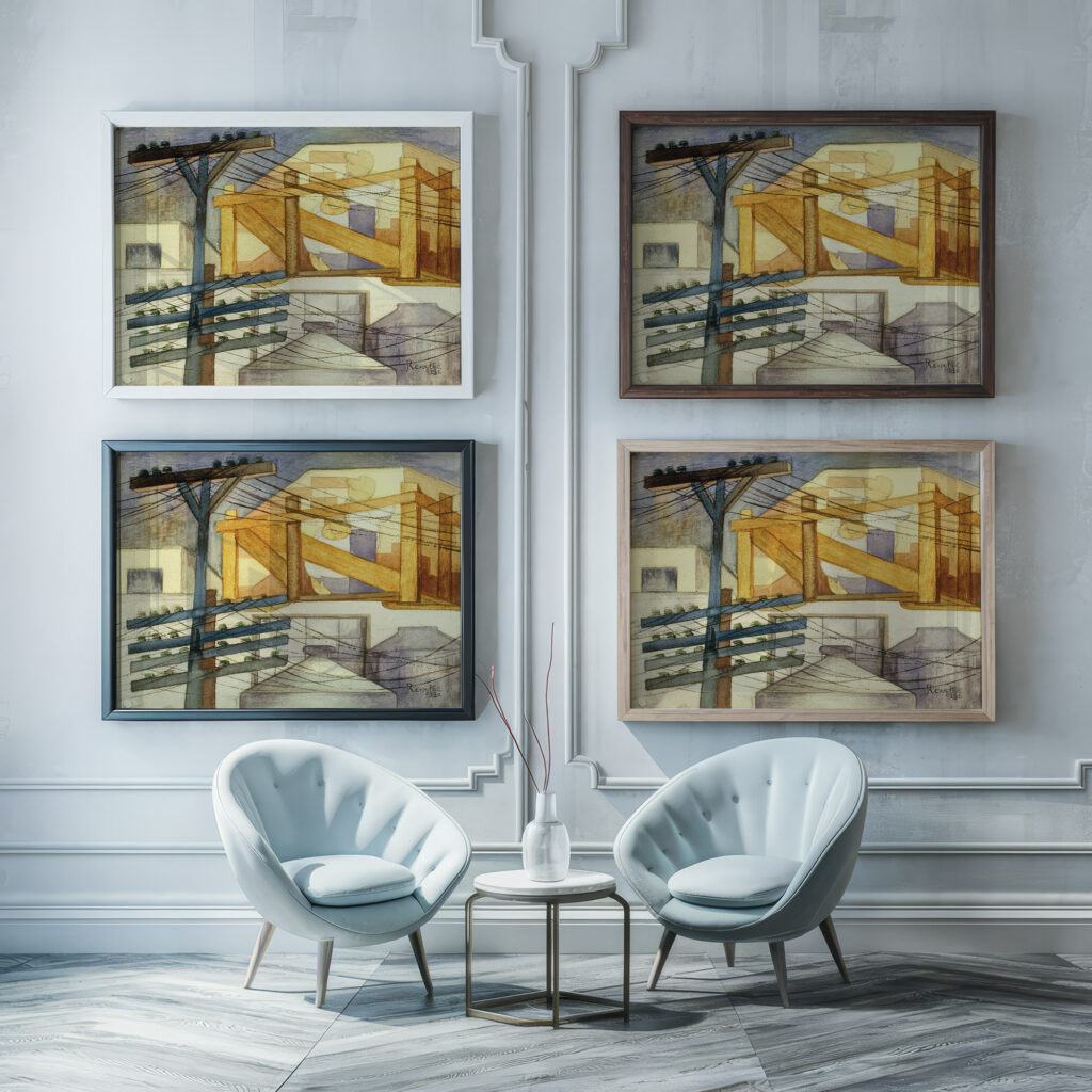 Outdoor Scaffolding 1928 Fermin Revueltas framed posters mockup