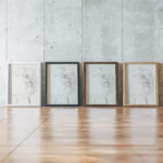 Ovaal met een kop in profiel naar rechts twee benen en een kop met gesloten ogen 1943 11 24 Samuel Jessurun de Mesquita framed posters mockup