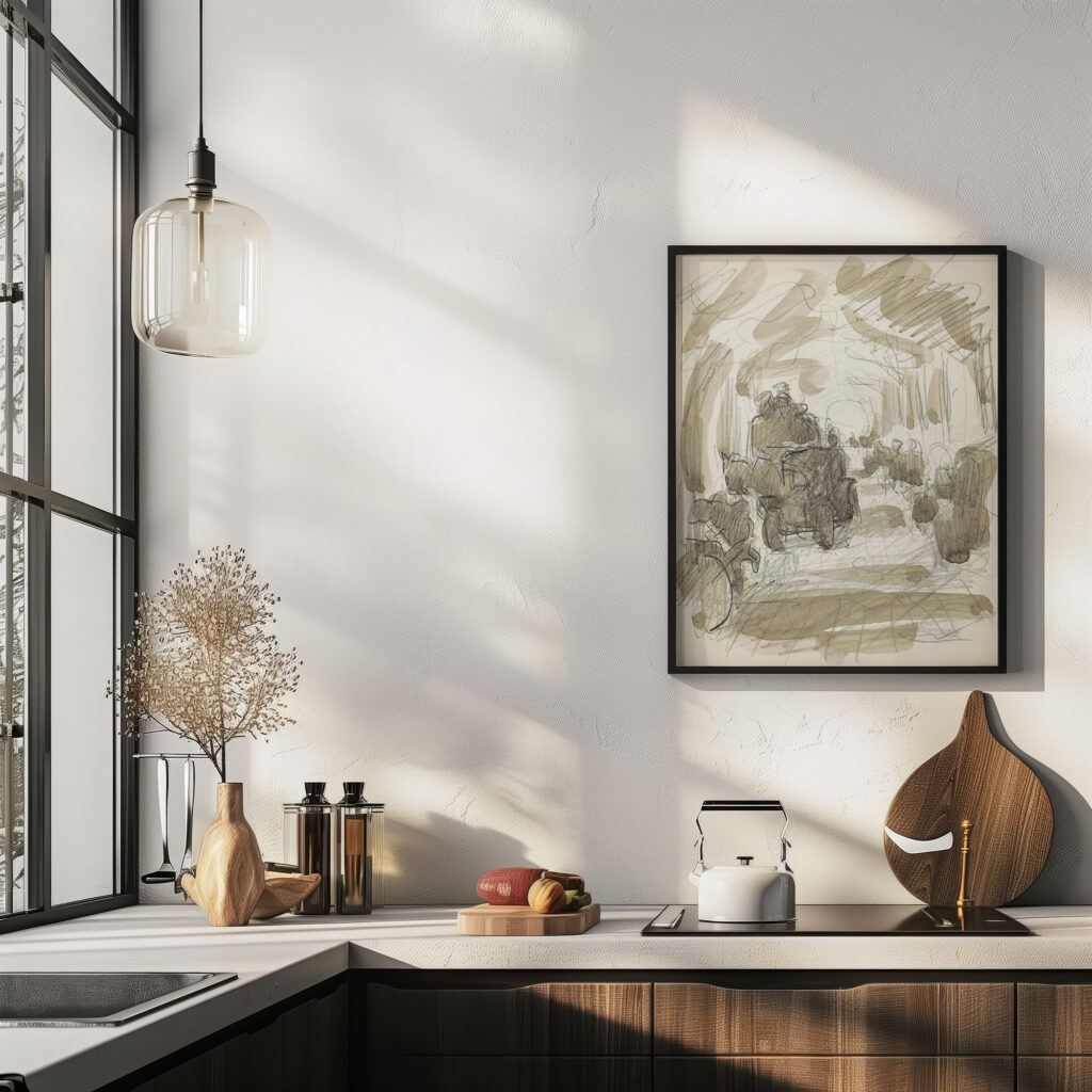 Overdekte galerij met figuren en een paardenkar 1906 Reijer Stolk 6 mockup