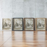 Overdekte galerij met figuren en een paardenkar 1906 Reijer Stolk framed posters mockup