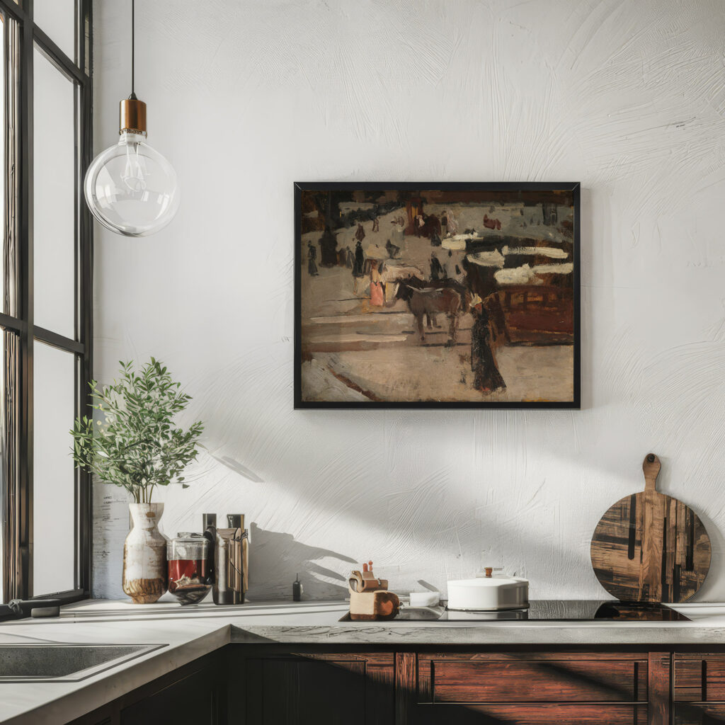 Paardentrams en figuren op een plein George Hendrik Breitner 6 mockup