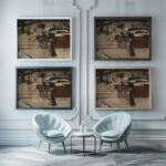 Paardentrams en figuren op een plein George Hendrik Breitner framed posters mockup