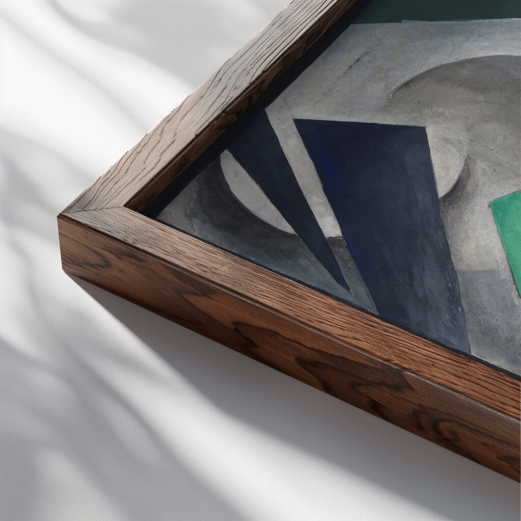 Painterly Architectonic 1918 Lyubov Popova 1 close up dark wood mockup