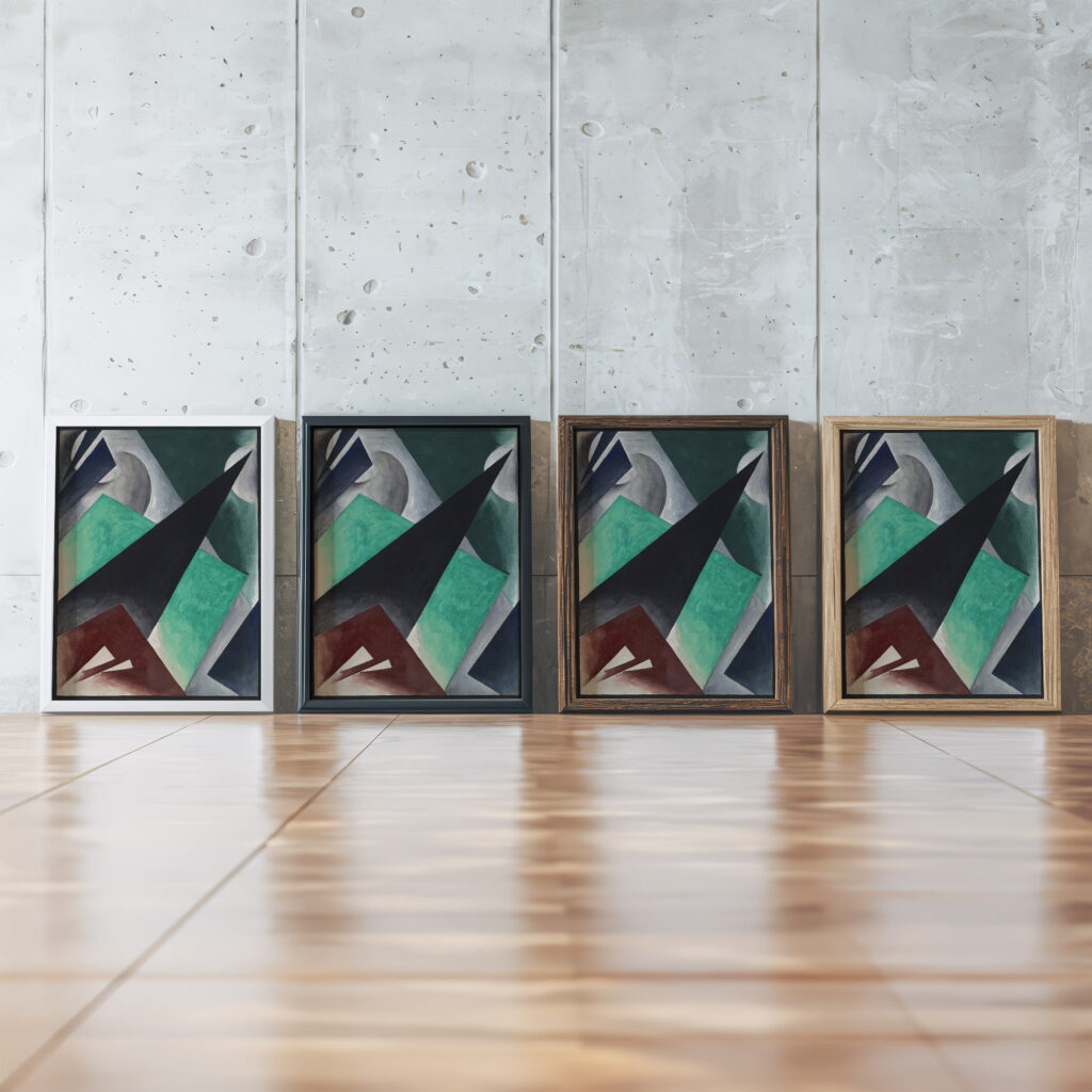 Painterly Architectonic 1918 Lyubov Popova 1 framed posters mockup Painterly Architectonic 1918 Lyubov Popova 1 framed posters mockup