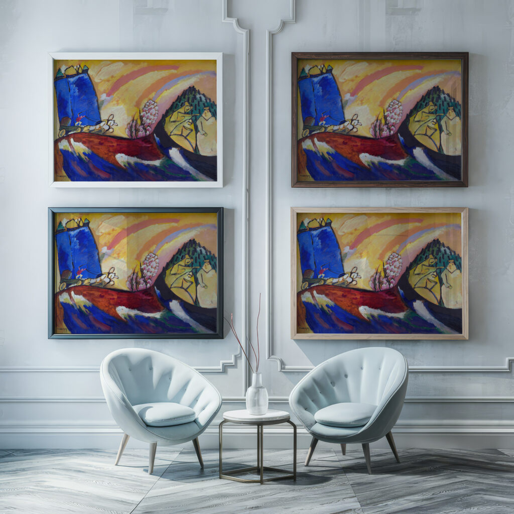 Painting with Troika 1911 Wassily Kandinsky framed posters mockup