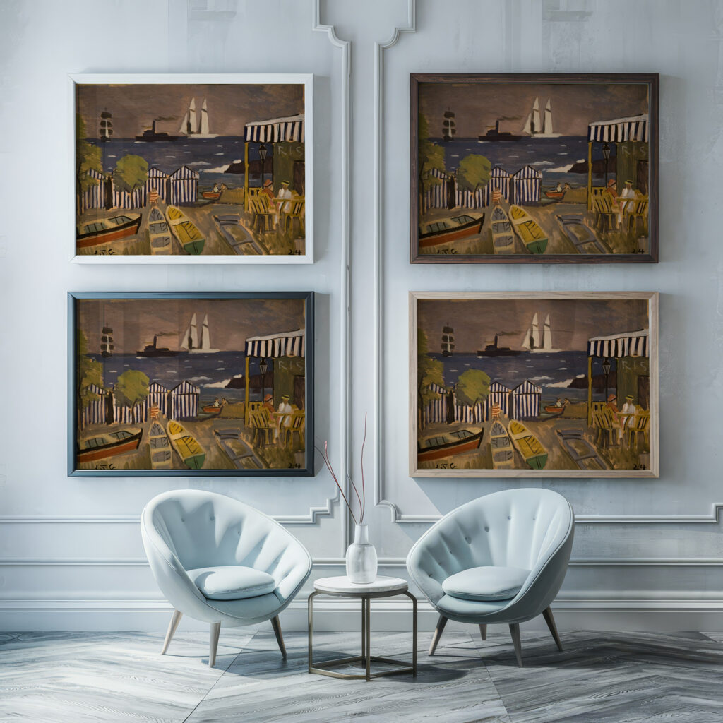 Paisaje de playa 1924 Joaquin Torres Garcia framed posters mockup