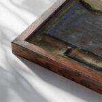 Panier aux fruits 1930 Joaquin Torres Garcia close up dark wood mockup