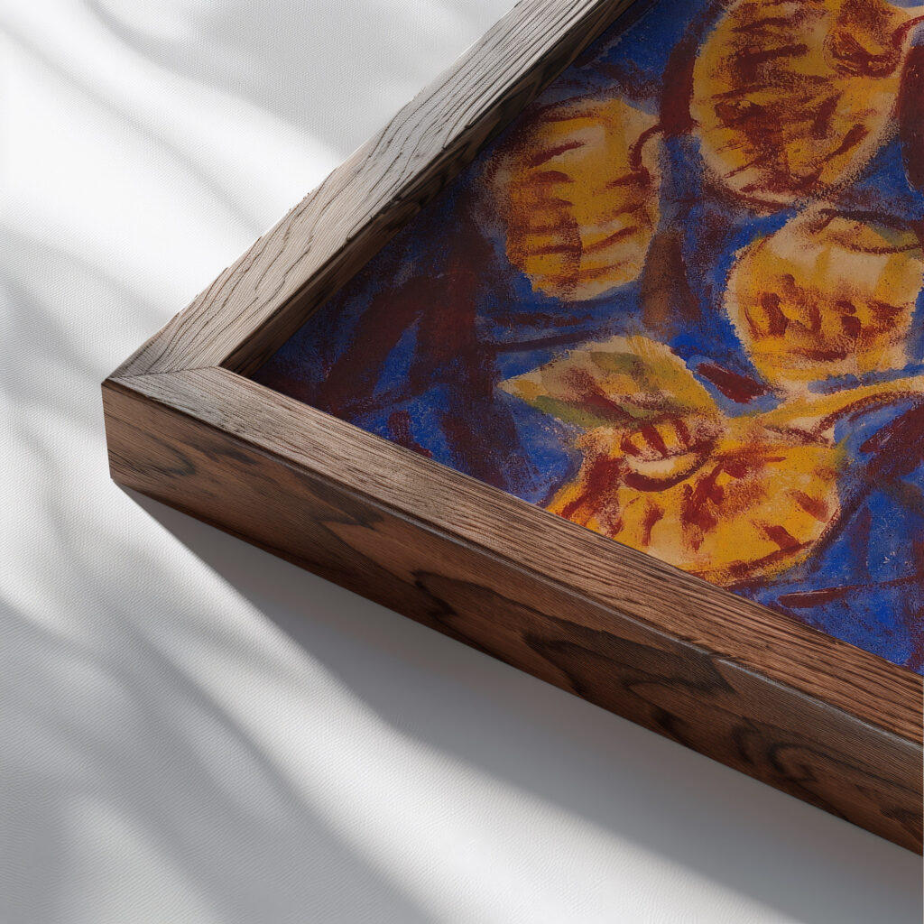Pantoffelblume 1919 Christian Rohlfs close up dark wood mockup