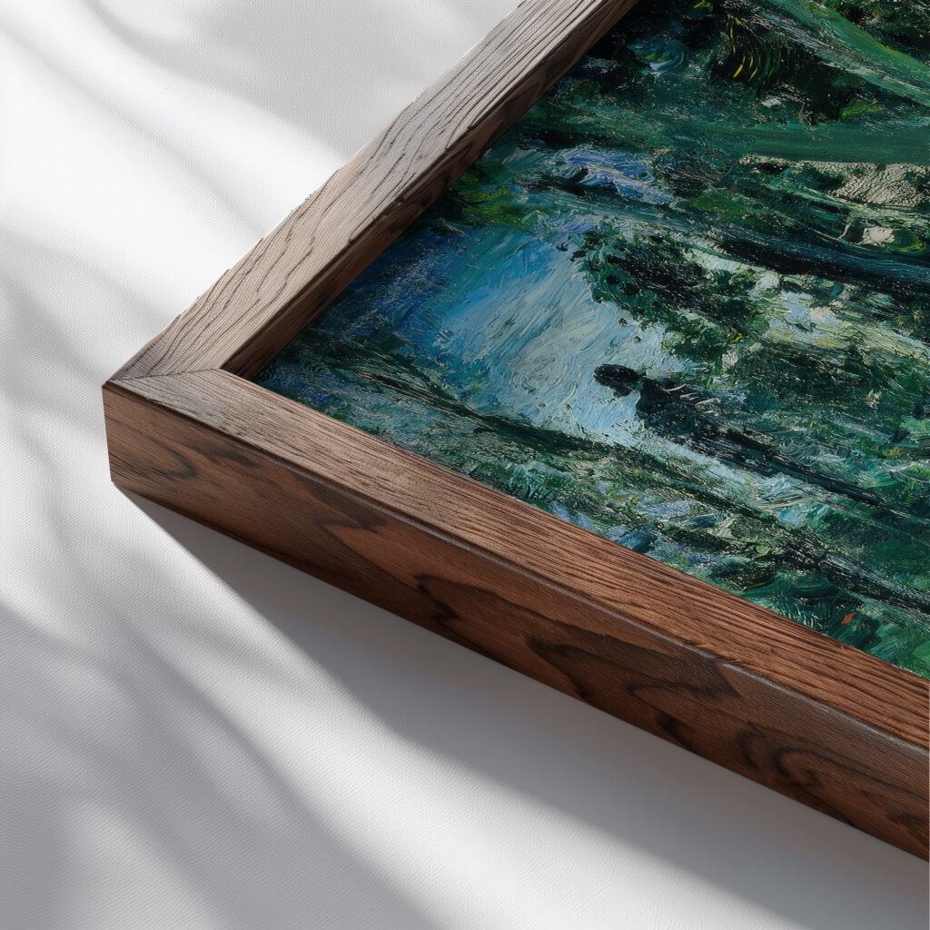 Park Sonntagnachmittag 1930 Wilhelm Thony close up dark wood mockup