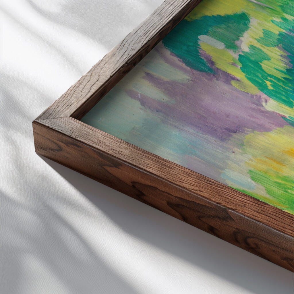 Partie an der Riviera Janos Vaszary close up dark wood mockup