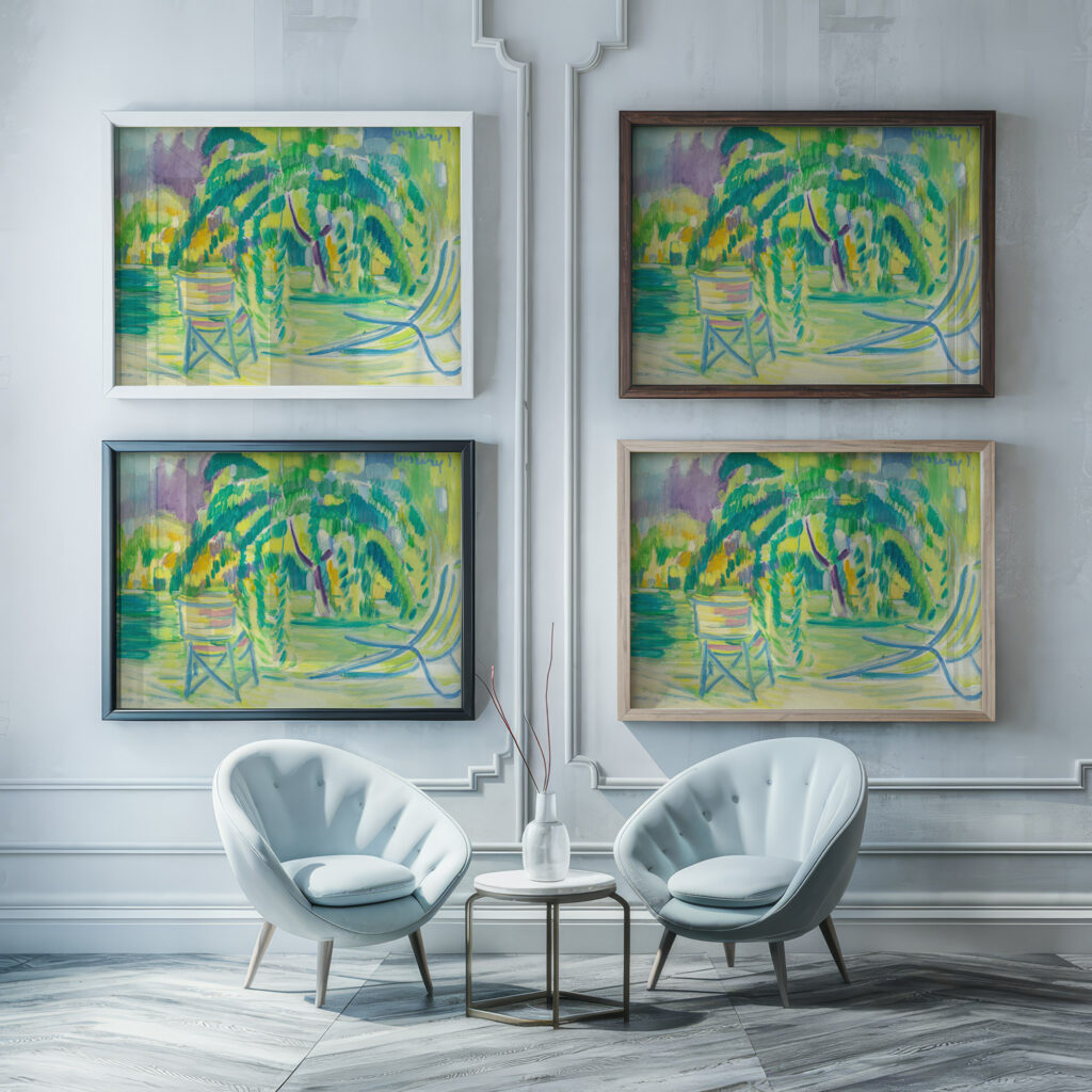 Partie an der Riviera Janos Vaszary framed posters mockup