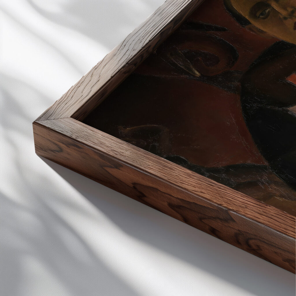 Paul Gustave van Hecke and his Wife Norine De Schrijver 1923 Frits van den Berghe close up dark wood mockup