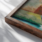 Paysage Cubiste circa 1914 Amadeo de Souza Cardoso close up dark wood mockup