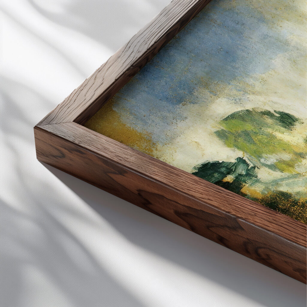 Paysage Inacheve Robert Delaunay close up dark wood mockup